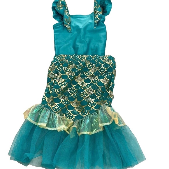 Cat & Jack Toddler's Mermaid Bathing Suit w/Tail Skirt; Teal; Size 2T - Picture 3 of 7